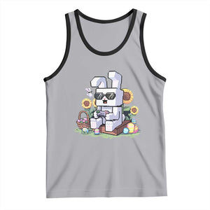 Pixel Art Gamer Bunny Easter Tank Top Cool Retro Gaming Vibes TS02 Athletic Heather Black Print Your Wear