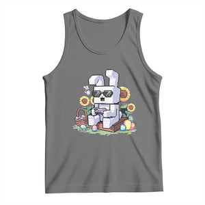 Pixel Art Gamer Bunny Easter Tank Top Cool Retro Gaming Vibes TS02 Black Heather Print Your Wear
