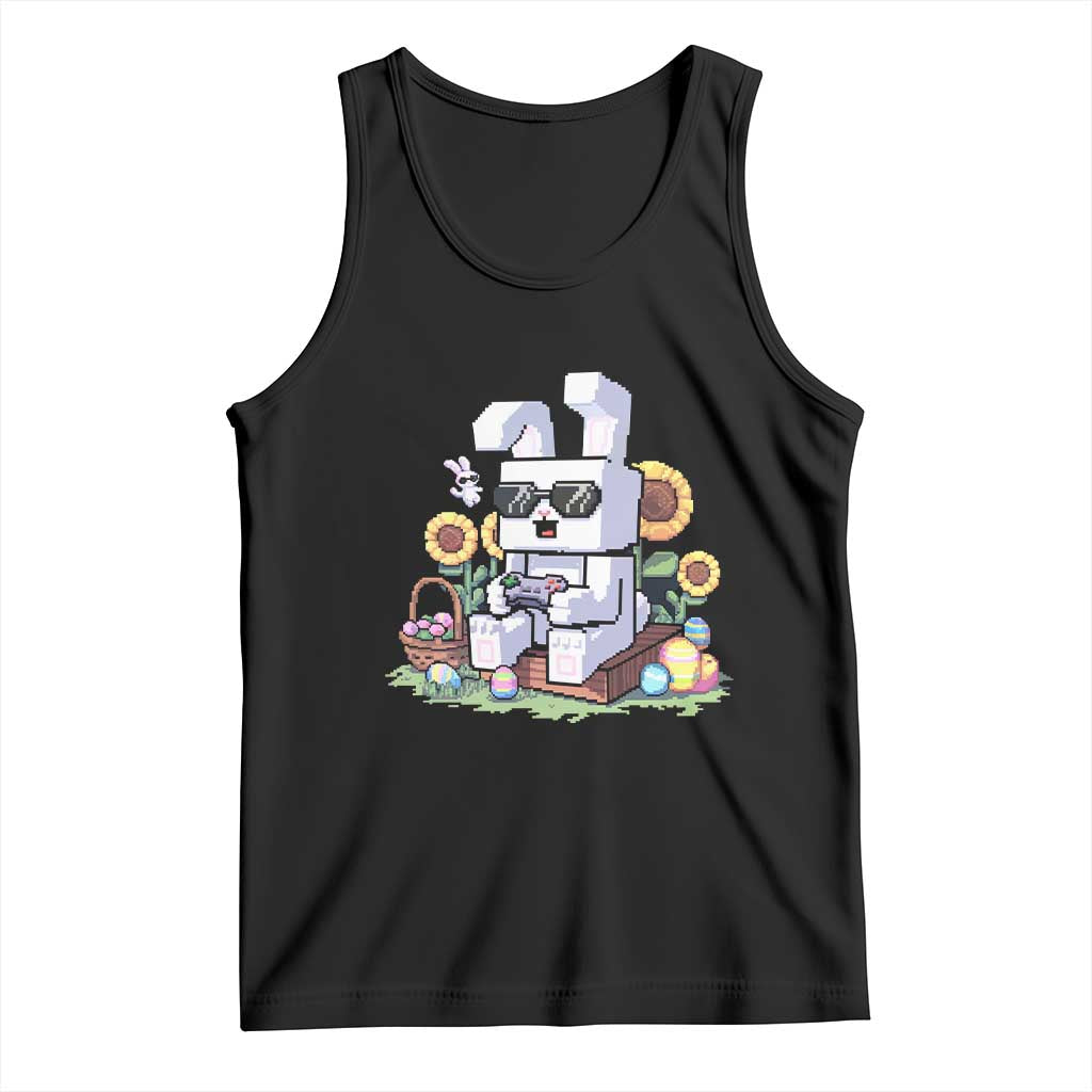 Pixel Art Gamer Bunny Easter Tank Top Cool Retro Gaming Vibes TS02 Black Print Your Wear