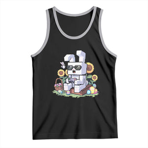 Pixel Art Gamer Bunny Easter Tank Top Cool Retro Gaming Vibes TS02 Black Athletic Heather Print Your Wear
