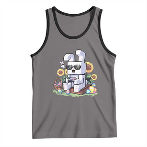 Pixel Art Gamer Bunny Easter Tank Top Cool Retro Gaming Vibes TS02 Deep Heather Black Print Your Wear