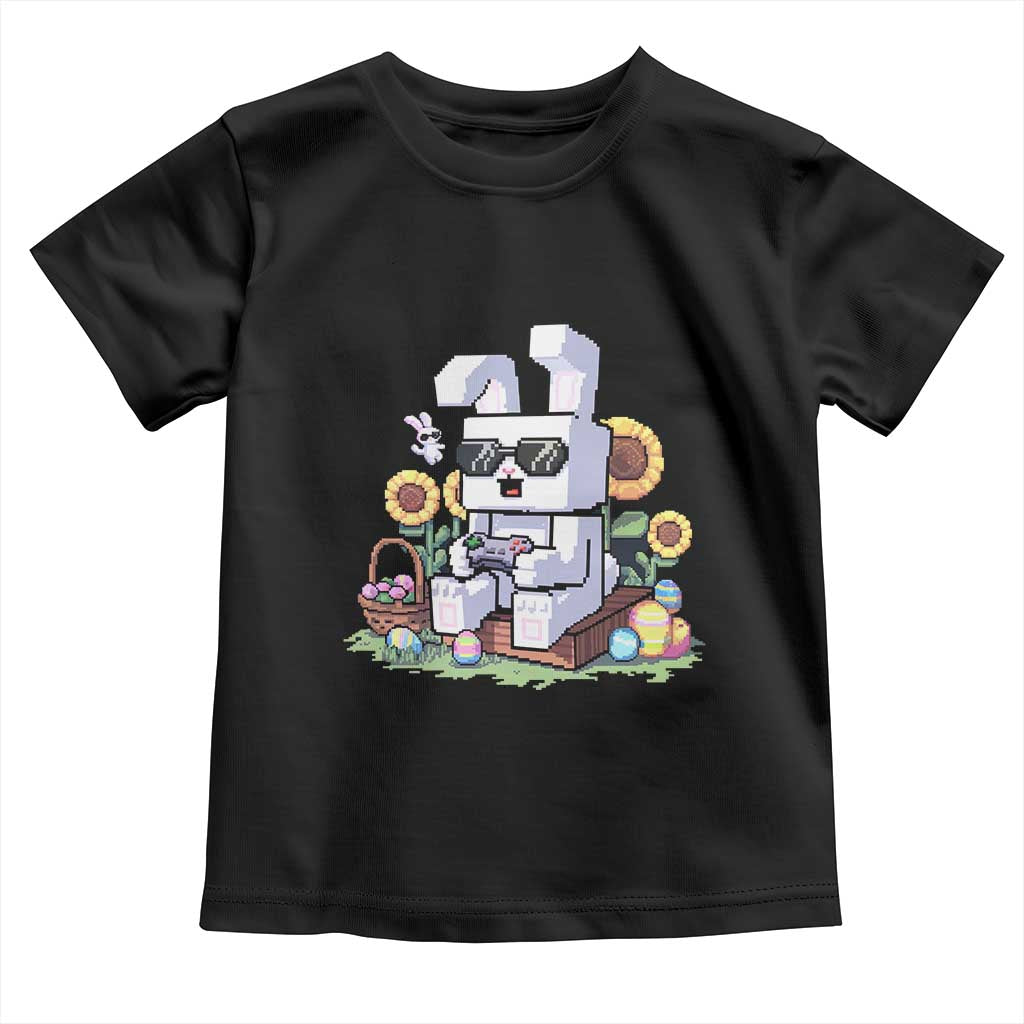 Pixel Art Gamer Bunny Easter Toddler T Shirt Cool Retro Gaming Vibes TS02 Black Print Your Wear