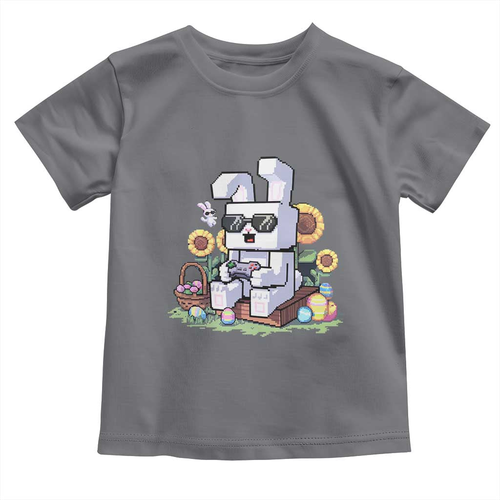 Pixel Art Gamer Bunny Easter Toddler T Shirt Cool Retro Gaming Vibes TS02 Charcoal Print Your Wear