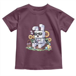 Pixel Art Gamer Bunny Easter Toddler T Shirt Cool Retro Gaming Vibes TS02 Maroon Print Your Wear