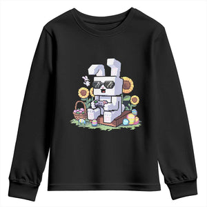Pixel Art Gamer Bunny Easter Youth Sweatshirt Cool Retro Gaming Vibes TS02 Black Print Your Wear