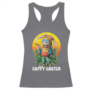 Happy 420 Easter Racerback Tank Top Funny Bunny Smoking Weed TS02 Charcoal Print Your Wear