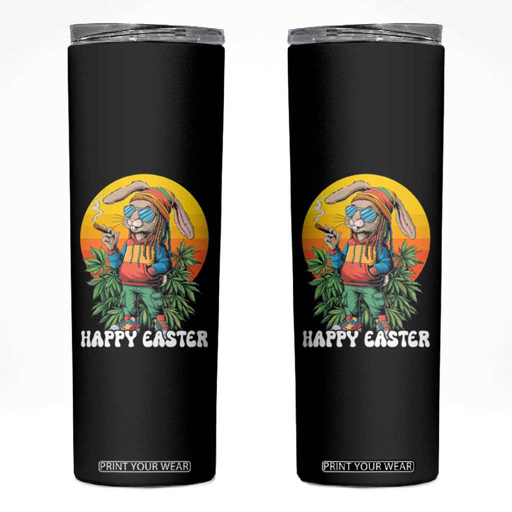 Happy 420 Easter Skinny Tumbler Funny Bunny Smoking Weed TS02 Black Print Your Wear