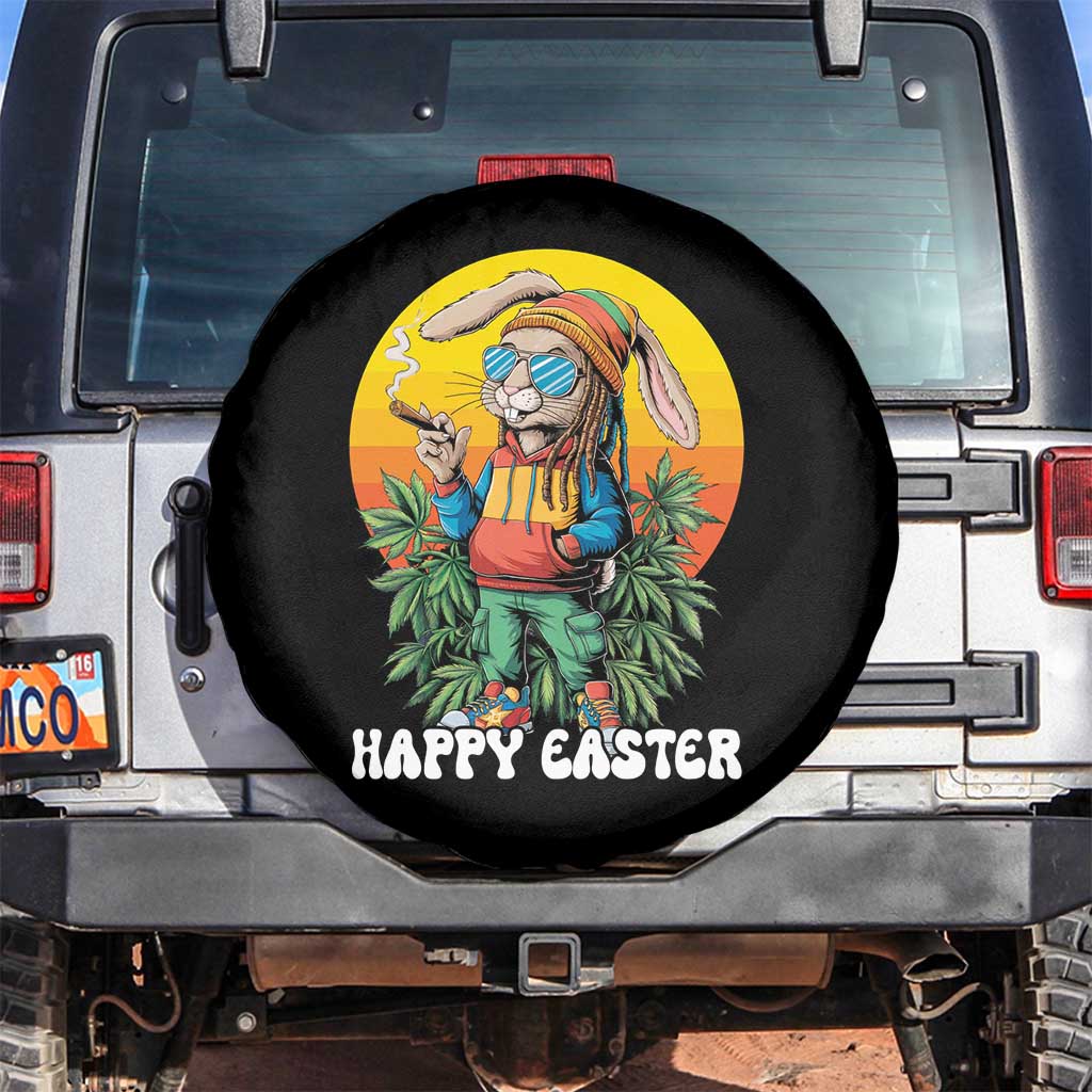 Happy 420 Easter Spare Tire Cover Funny Bunny Smoking Weed TS02 No hole Black Print Your Wear