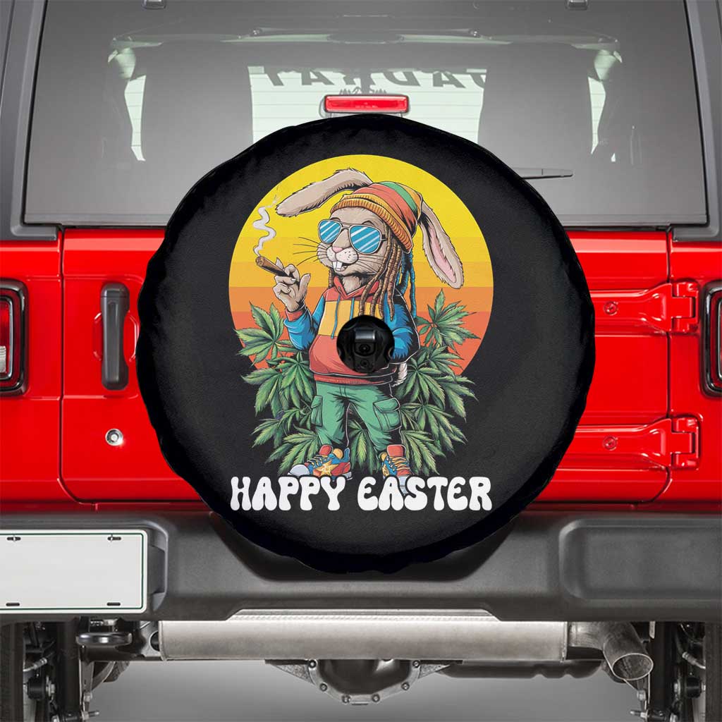 Happy 420 Easter Spare Tire Cover Funny Bunny Smoking Weed TS02 Black Print Your Wear