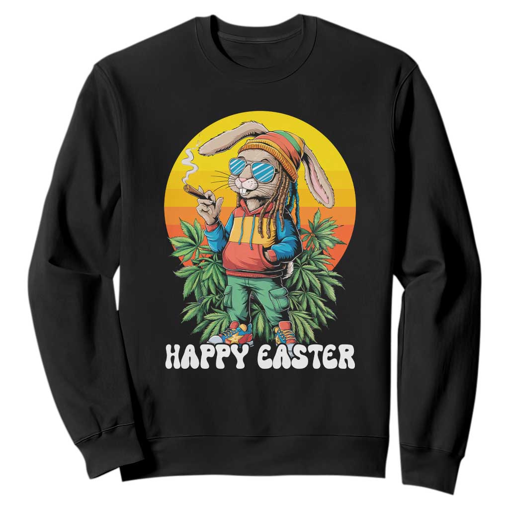 Happy 420 Easter Sweatshirt Funny Bunny Smoking Weed TS02 Black Print Your Wear