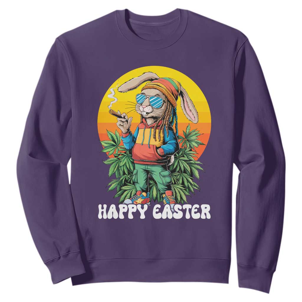 Happy 420 Easter Sweatshirt Funny Bunny Smoking Weed TS02 Purple Print Your Wear