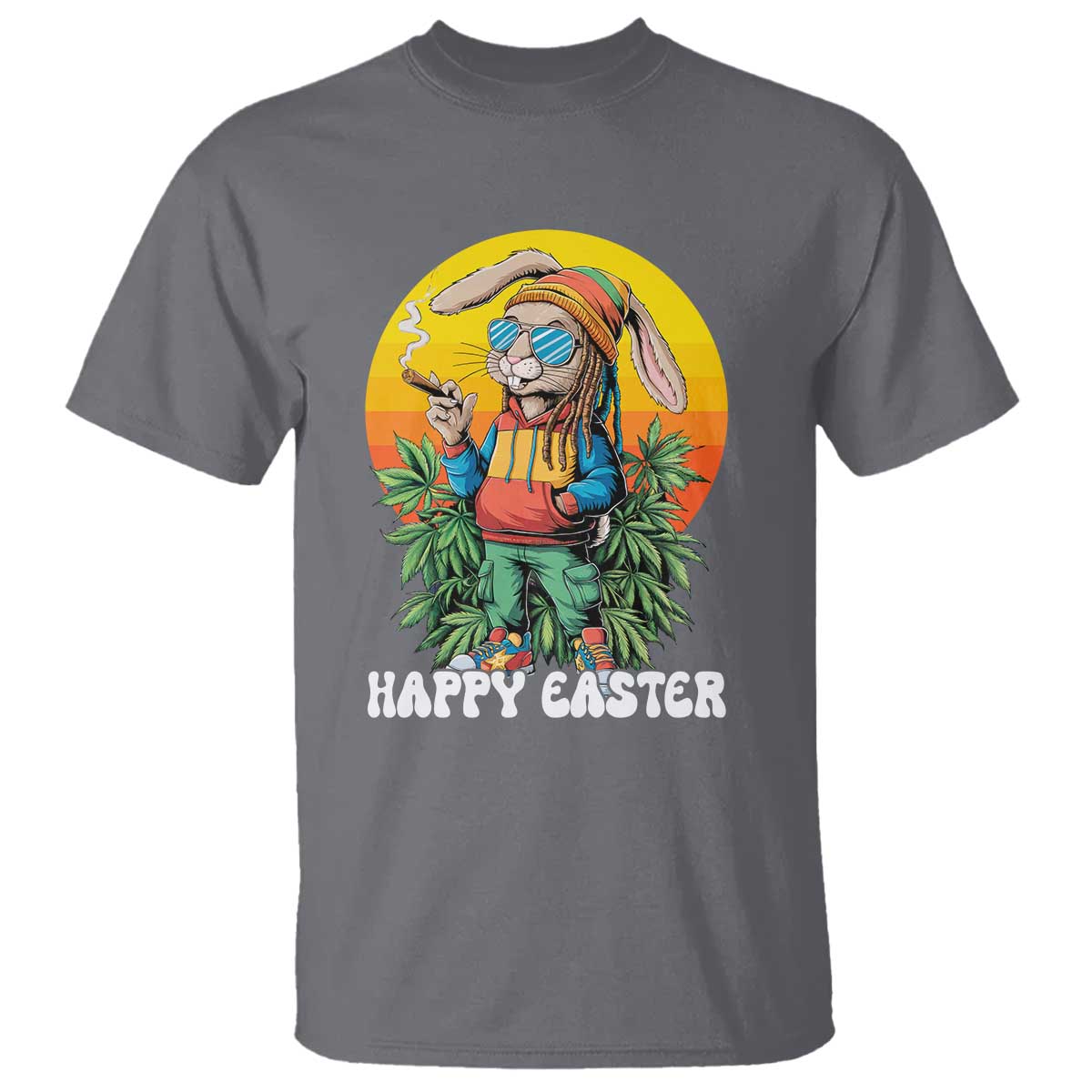 Happy 420 Easter T Shirt Funny Bunny Smoking Weed TS02 Charcoal Print Your Wear