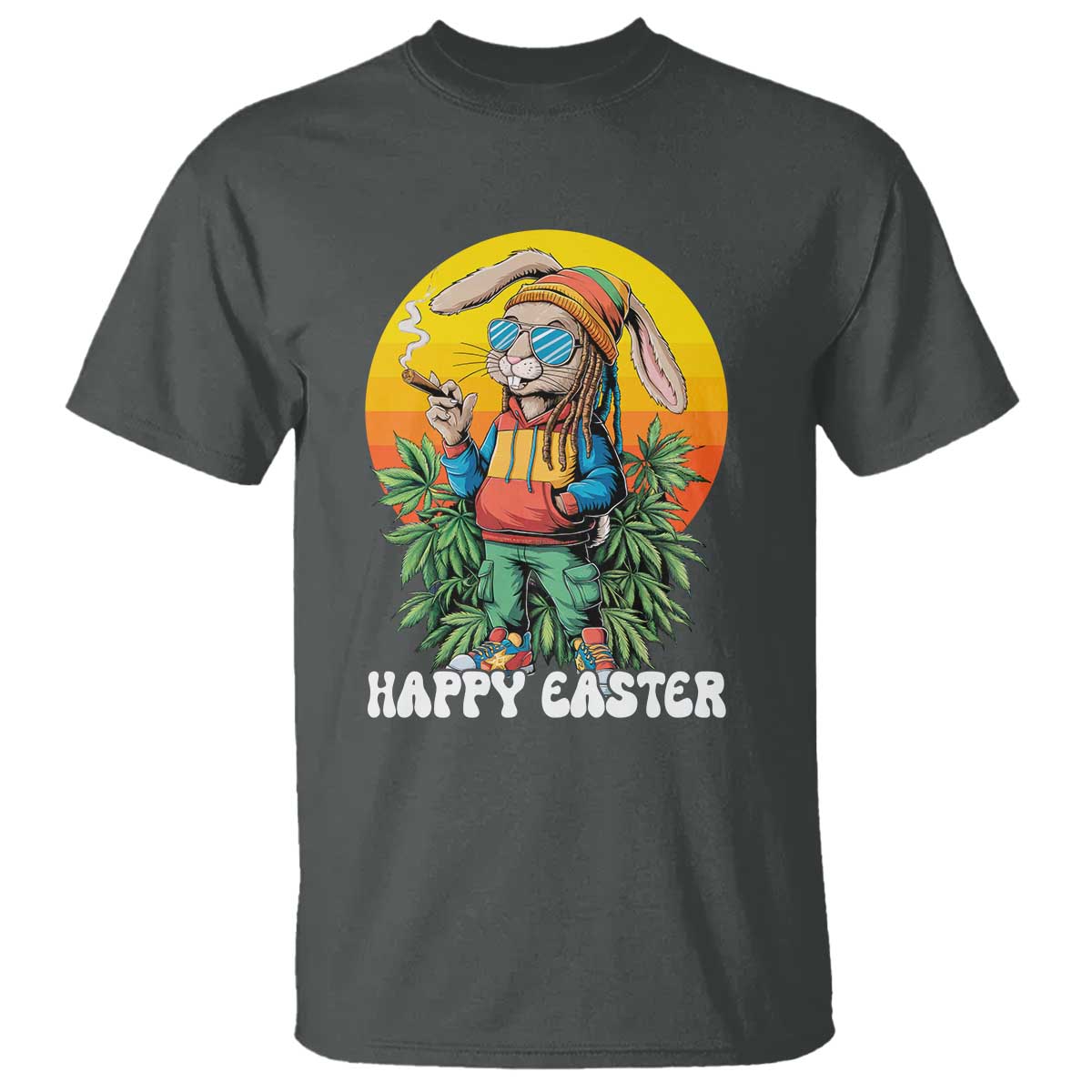 Happy 420 Easter T Shirt Funny Bunny Smoking Weed TS02 Dark Heather Print Your Wear