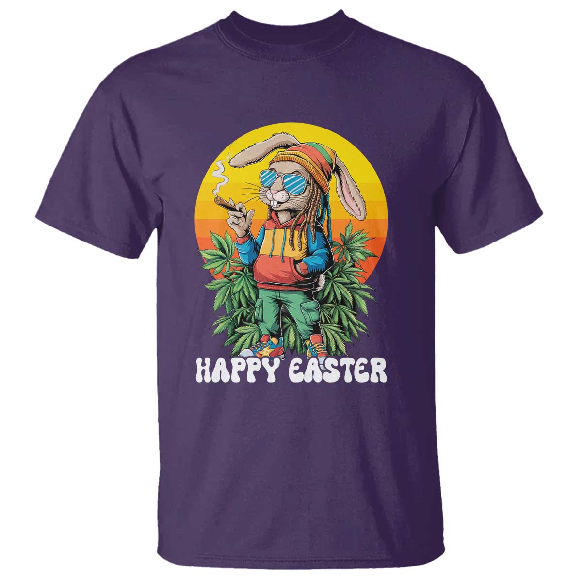 Happy 420 Easter T Shirt Funny Bunny Smoking Weed TS02 Purple Print Your Wear