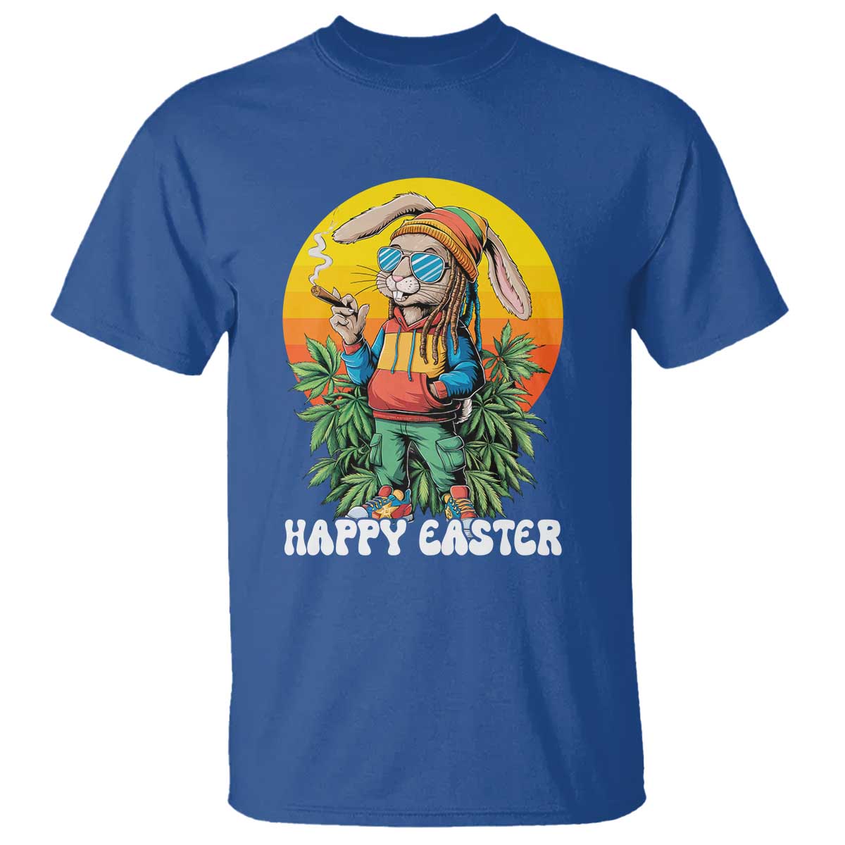 Happy 420 Easter T Shirt Funny Bunny Smoking Weed TS02 Royal Blue Print Your Wear