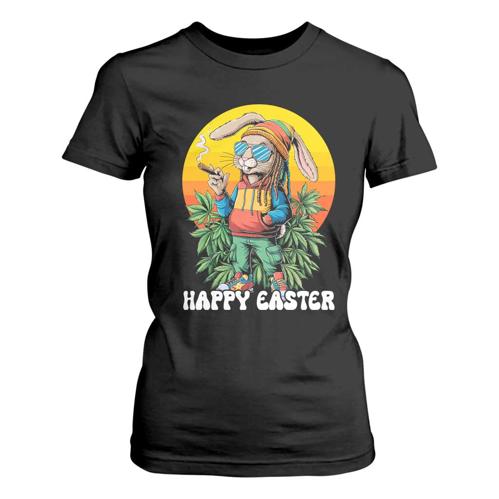 Happy 420 Easter T Shirt For Women Funny Bunny Smoking Weed TS02 Black Print Your Wear