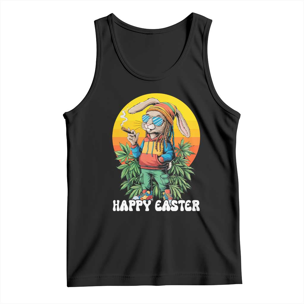 Happy 420 Easter Tank Top Funny Bunny Smoking Weed TS02 Black Print Your Wear
