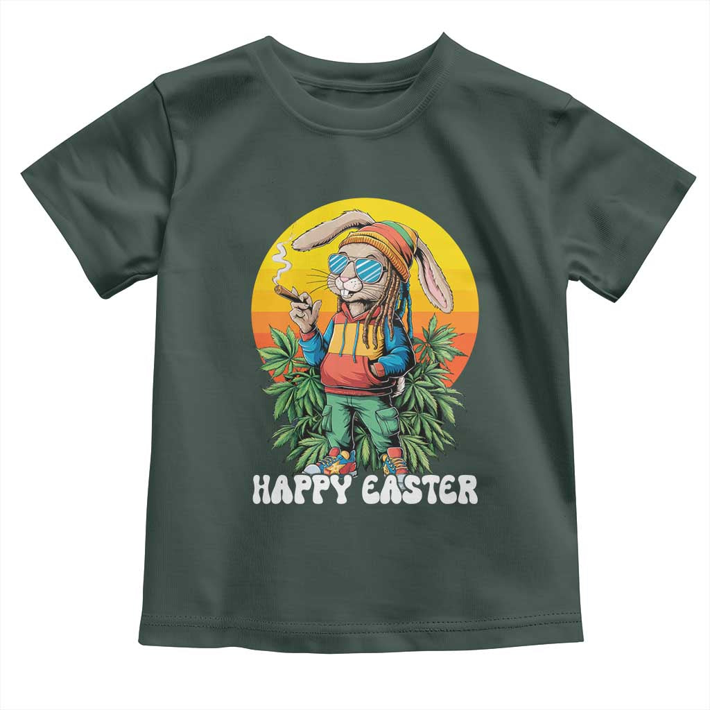 Happy 420 Easter Toddler T Shirt Funny Bunny Smoking Weed TS02 Dark Forest Green Print Your Wear