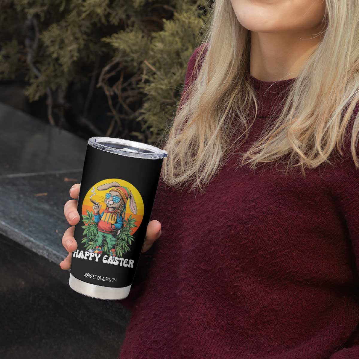 Happy 420 Easter Tumbler Cup Funny Bunny Smoking Weed TS02 Print Your Wear
