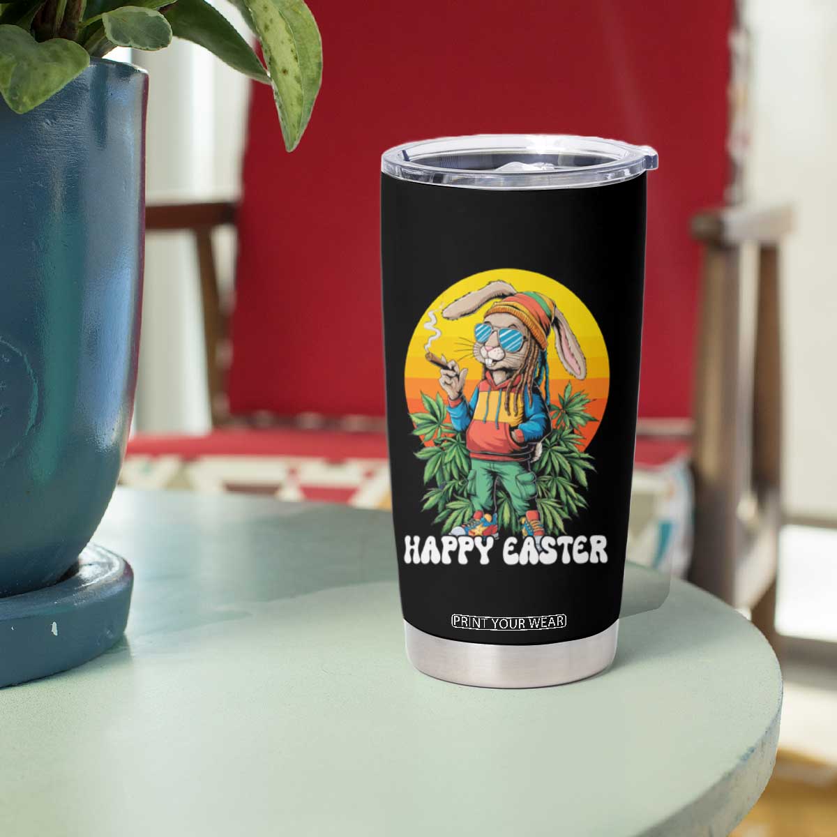 Happy 420 Easter Tumbler Cup Funny Bunny Smoking Weed TS02 Print Your Wear