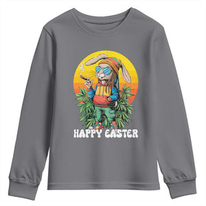 Happy 420 Easter Youth Sweatshirt Funny Bunny Smoking Weed TS02 Charcoal Print Your Wear
