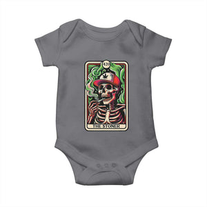 Skeleton 420 The Stoner Baby Onesie Retro Tarot Card Weed Lover Cannabis Trippy Vibes TS02 Charcoal Print Your Wear