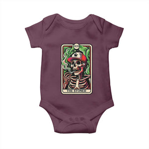 Skeleton 420 The Stoner Baby Onesie Retro Tarot Card Weed Lover Cannabis Trippy Vibes TS02 Maroon Print Your Wear