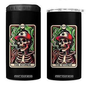 Skeleton 420 The Stoner 4 in 1 Can Cooler Tumbler Retro Tarot Card Weed Lover Cannabis Trippy Vibes TS02 One Size: 16 oz Black Print Your Wear