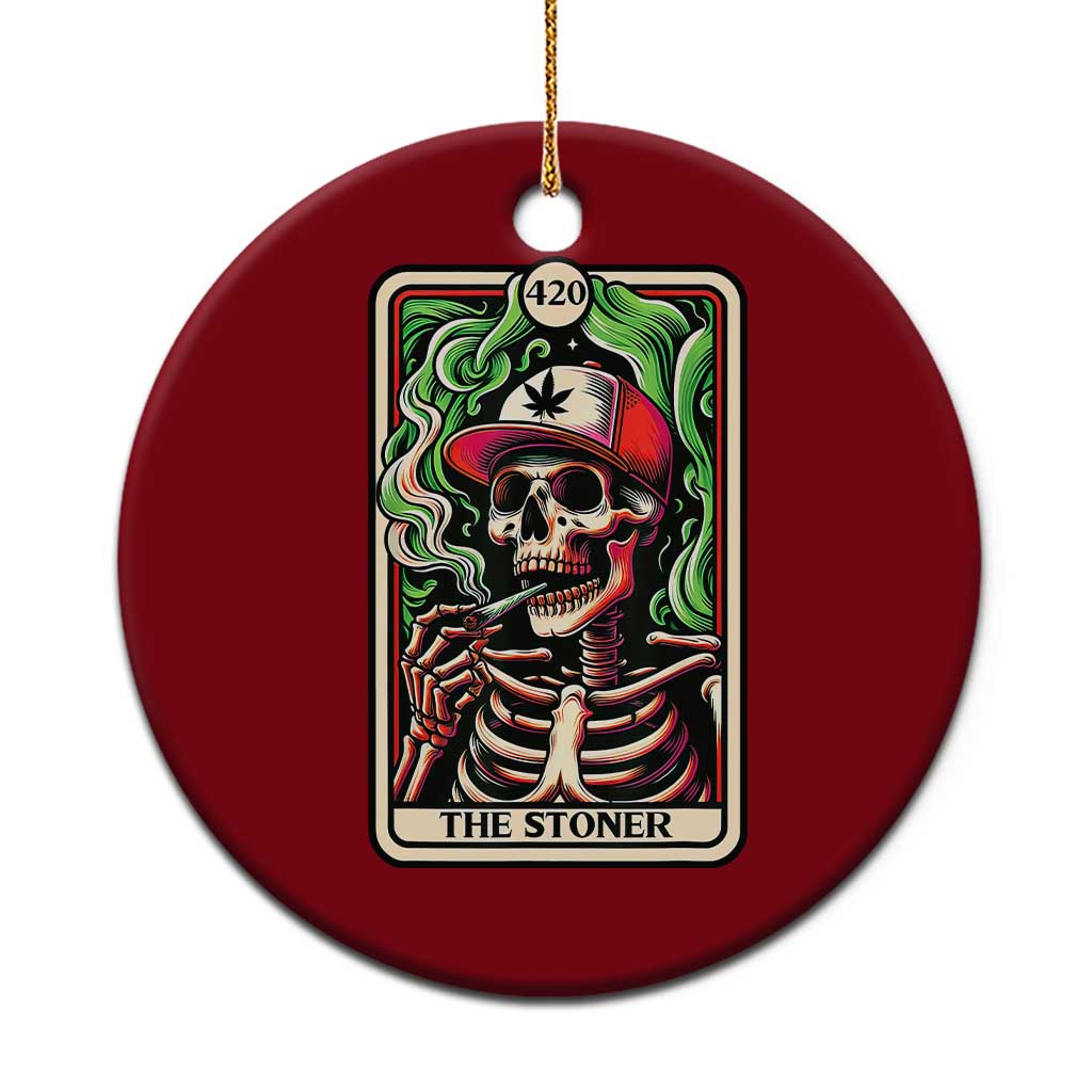 Skeleton 420 The Stoner Ceramic Ornament Retro Tarot Card Weed Lover Cannabis Trippy Vibes TS02 1pc Red Print Your Wear