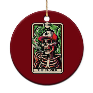 Skeleton 420 The Stoner Ceramic Ornament Retro Tarot Card Weed Lover Cannabis Trippy Vibes TS02 1pc Red Print Your Wear