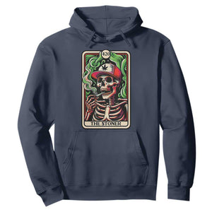 Skeleton 420 The Stoner Hoodie Retro Tarot Card Weed Lover Cannabis Trippy Vibes TS02 Navy Print Your Wear
