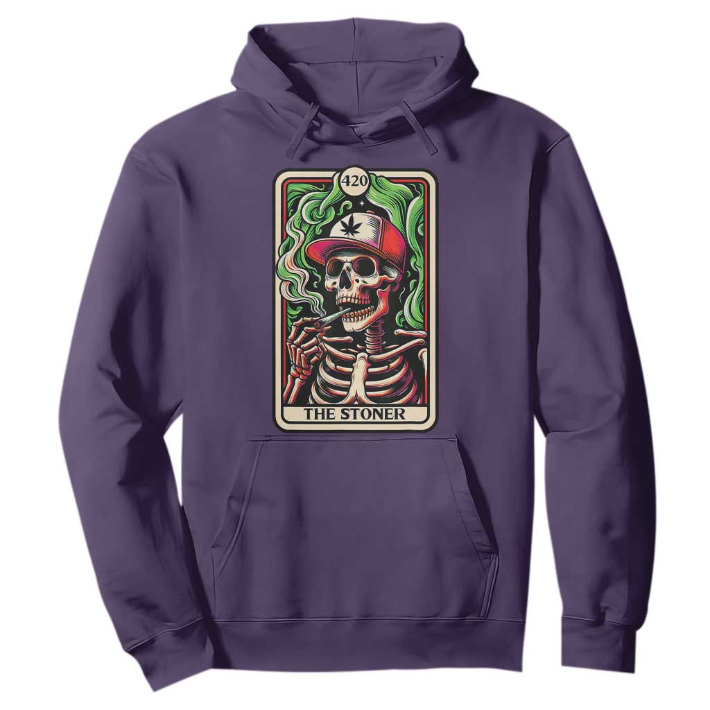 Skeleton 420 The Stoner Hoodie Retro Tarot Card Weed Lover Cannabis Trippy Vibes TS02 Purple Print Your Wear
