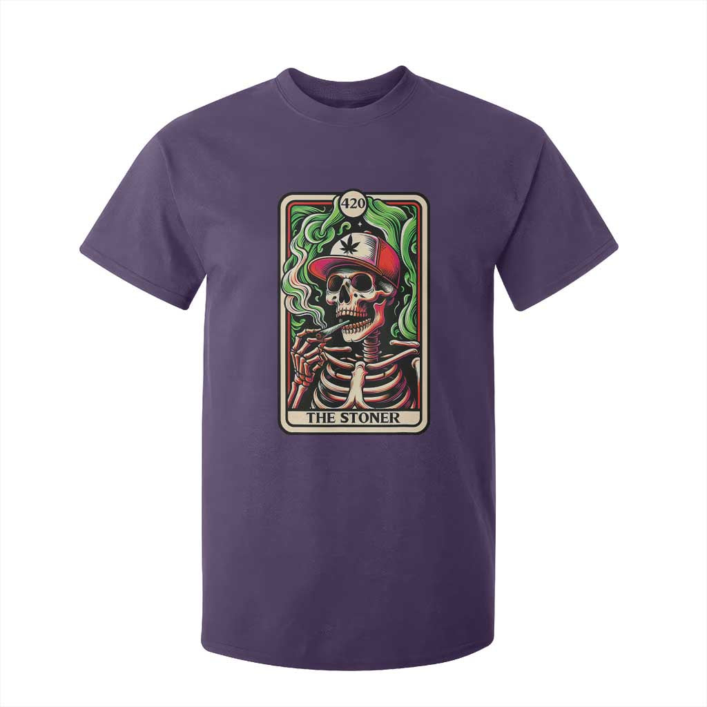Skeleton 420 The Stoner T Shirt For Kid Retro Tarot Card Weed Lover Cannabis Trippy Vibes TS02 Purple Print Your Wear