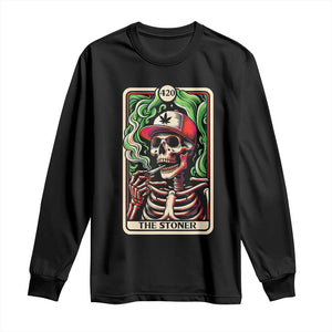 Skeleton 420 The Stoner Long Sleeve Shirt Retro Tarot Card Weed Lover Cannabis Trippy Vibes TS02 Black Print Your Wear