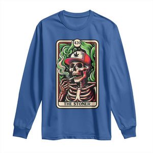 Skeleton 420 The Stoner Long Sleeve Shirt Retro Tarot Card Weed Lover Cannabis Trippy Vibes TS02 Royal Blue Print Your Wear