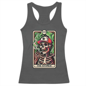 Skeleton 420 The Stoner Racerback Tank Top Retro Tarot Card Weed Lover Cannabis Trippy Vibes TS02 Dark Heather Print Your Wear