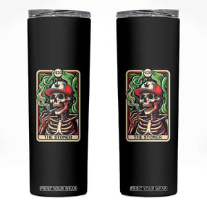 Skeleton 420 The Stoner Skinny Tumbler Retro Tarot Card Weed Lover Cannabis Trippy Vibes TS02 Black Print Your Wear