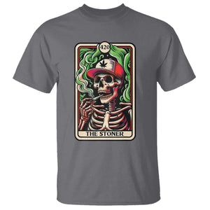 Skeleton 420 The Stoner T Shirt Retro Tarot Card Weed Lover Cannabis Trippy Vibes TS02 Charcoal Print Your Wear