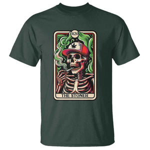 Skeleton 420 The Stoner T Shirt Retro Tarot Card Weed Lover Cannabis Trippy Vibes TS02 Dark Forest Green Print Your Wear