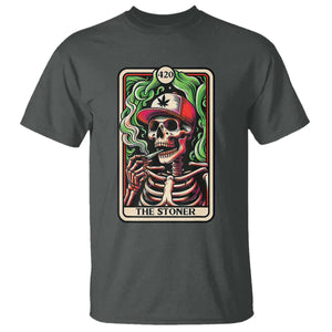 Skeleton 420 The Stoner T Shirt Retro Tarot Card Weed Lover Cannabis Trippy Vibes TS02 Dark Heather Print Your Wear
