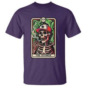 Skeleton 420 The Stoner T Shirt Retro Tarot Card Weed Lover Cannabis Trippy Vibes TS02 Purple Print Your Wear