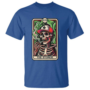Skeleton 420 The Stoner T Shirt Retro Tarot Card Weed Lover Cannabis Trippy Vibes TS02 Royal Blue Print Your Wear