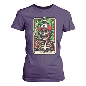 Skeleton 420 The Stoner T Shirt For Women Retro Tarot Card Weed Lover Cannabis Trippy Vibes TS02 Purple Print Your Wear