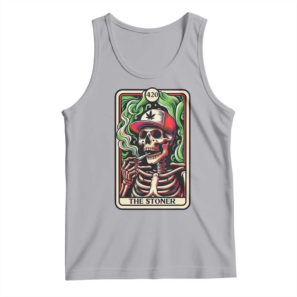 Skeleton 420 The Stoner Tank Top Retro Tarot Card Weed Lover Cannabis Trippy Vibes TS02 Athletic Heather Print Your Wear