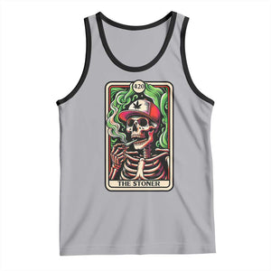 Skeleton 420 The Stoner Tank Top Retro Tarot Card Weed Lover Cannabis Trippy Vibes TS02 Athletic Heather Black Print Your Wear