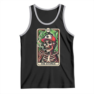 Skeleton 420 The Stoner Tank Top Retro Tarot Card Weed Lover Cannabis Trippy Vibes TS02 Black Athletic Heather Print Your Wear