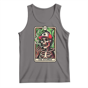 Skeleton 420 The Stoner Tank Top Retro Tarot Card Weed Lover Cannabis Trippy Vibes TS02 Deep Heather Print Your Wear
