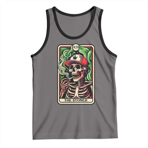 Skeleton 420 The Stoner Tank Top Retro Tarot Card Weed Lover Cannabis Trippy Vibes TS02 Deep Heather Black Print Your Wear