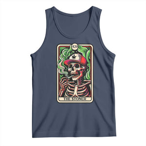 Skeleton 420 The Stoner Tank Top Retro Tarot Card Weed Lover Cannabis Trippy Vibes TS02 Navy Print Your Wear