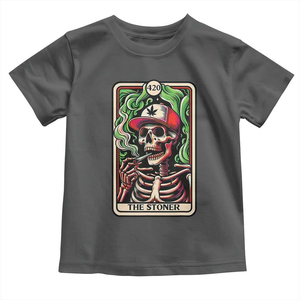 Skeleton 420 The Stoner Toddler T Shirt Retro Tarot Card Weed Lover Cannabis Trippy Vibes TS02 Dark Heather Print Your Wear